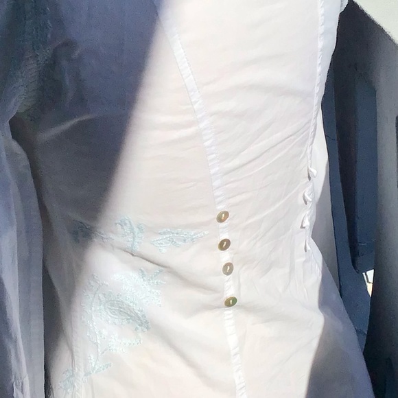 Subtle Luxury Gorgeous Embroidered Cotton Tuxedo Style Long Sleeve Shirt - Picture 8 of 16